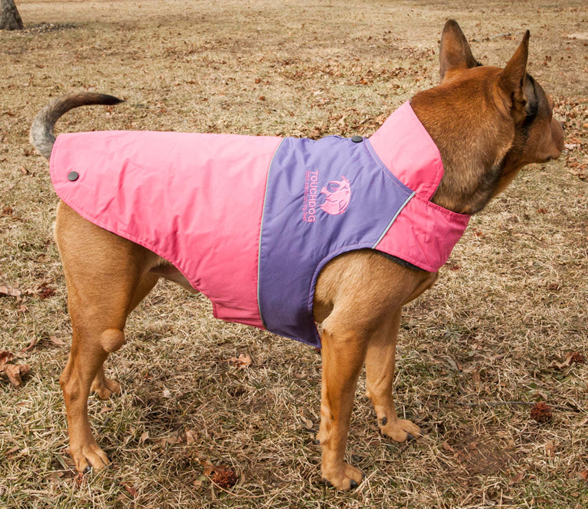 Touchdog Waterproof Convertible Dog Jacket- Pink