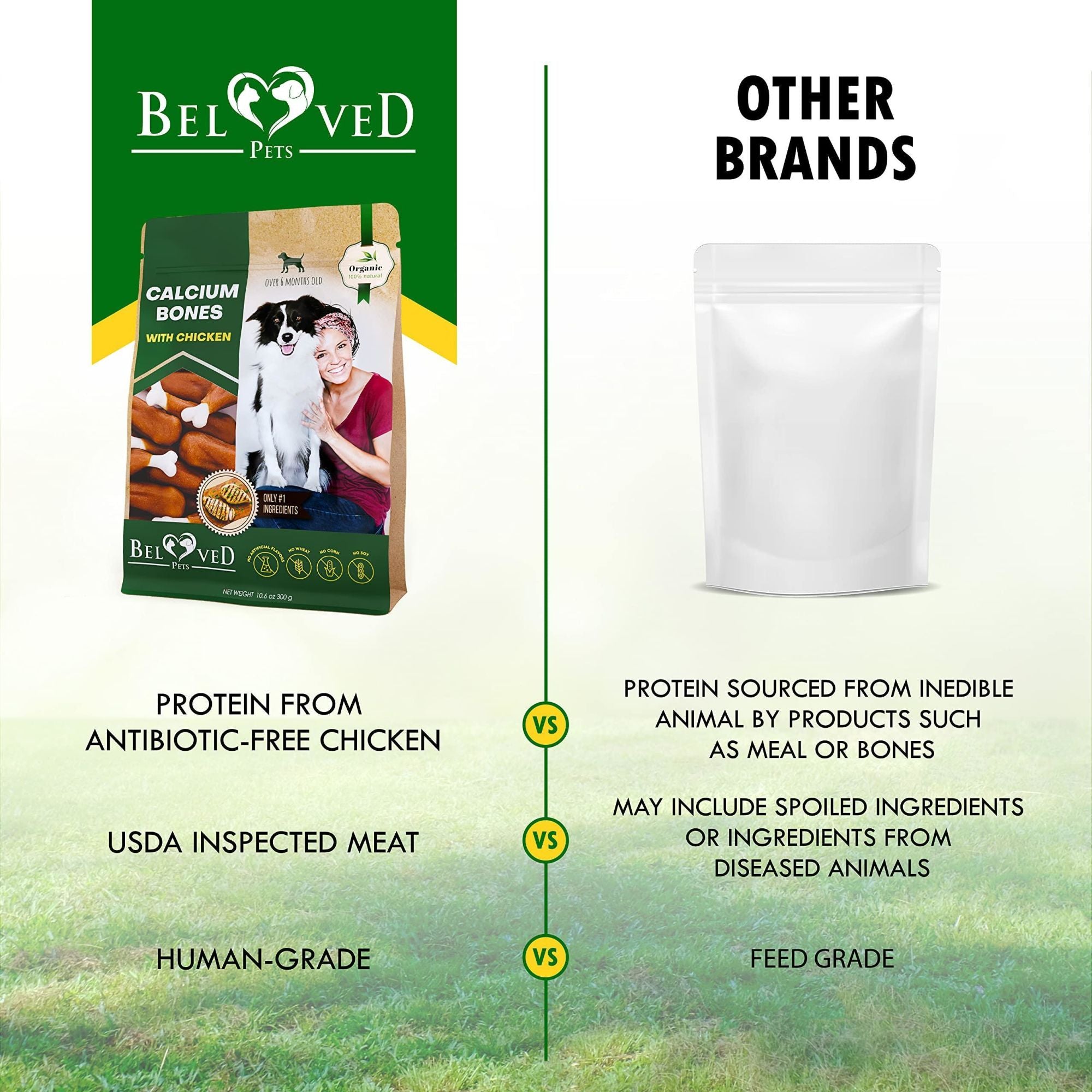 Organic Rawhide-Free Calcium Bones Wrapped with Chicken Treats for Dogs