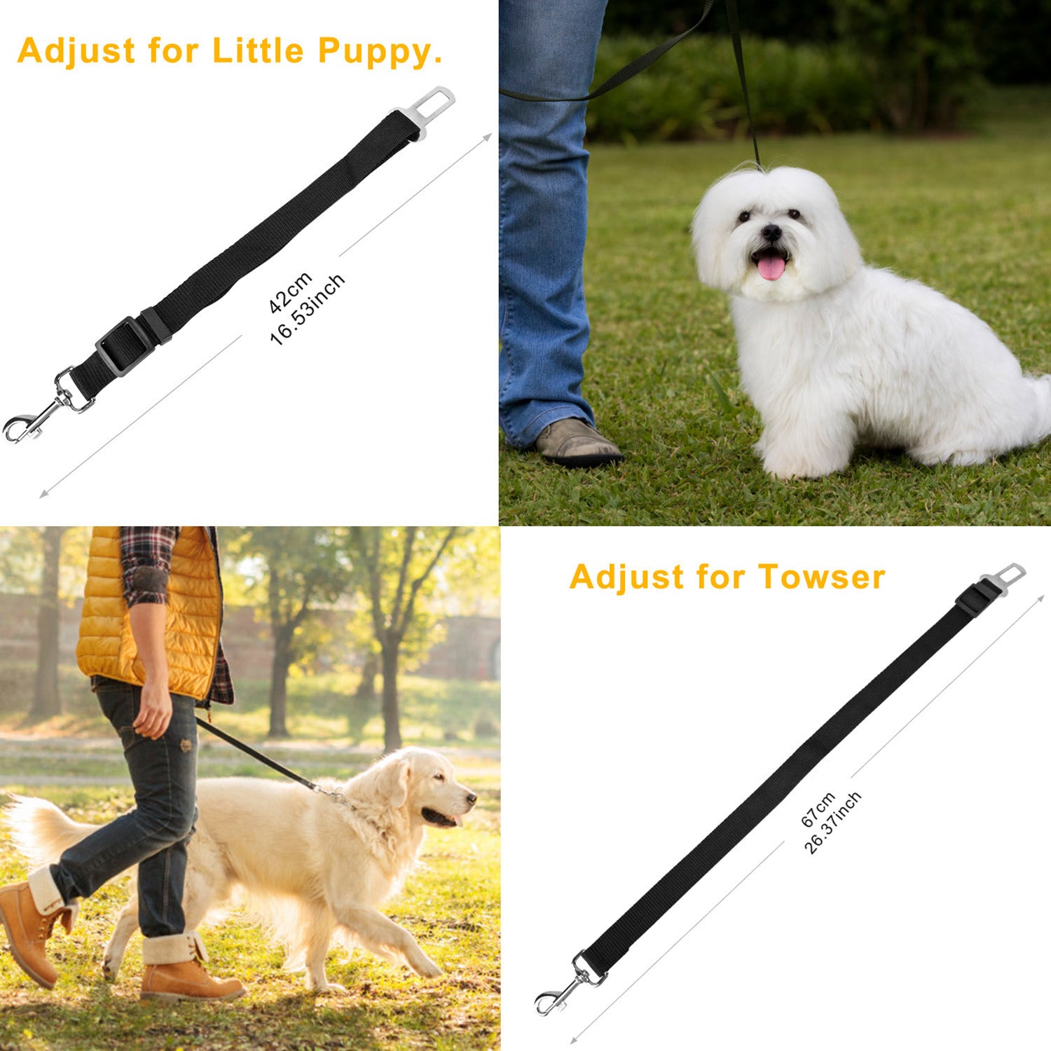 Vehicle Dog Safety Seat Belt Leash 2 pack