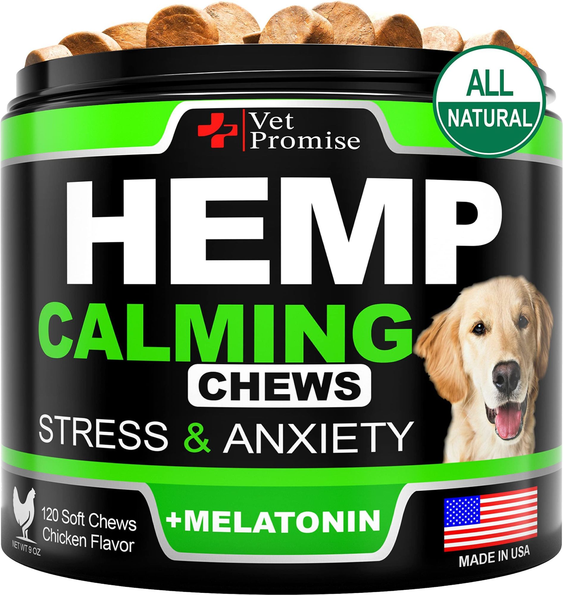 Vet Promise - Hemp Oil and Melatonin Calming Anxiety and Stress Chews for Dogs