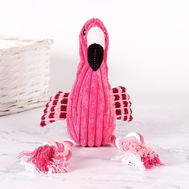 Plush Squeaking Pink Flamingo Dog Chew Toy