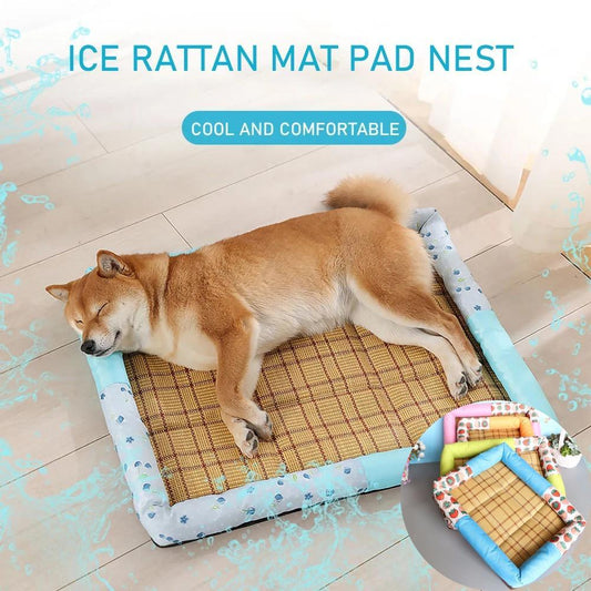 Breathable Rattan Cooling Mat Bed for Dogs