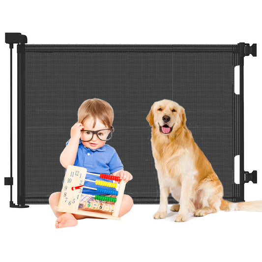 One-Handed Retractable Mesh Gate Barrier for Dogs