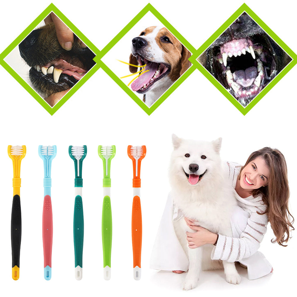 Multi-angle Three Sided Toothbrush for Dogs and Cats