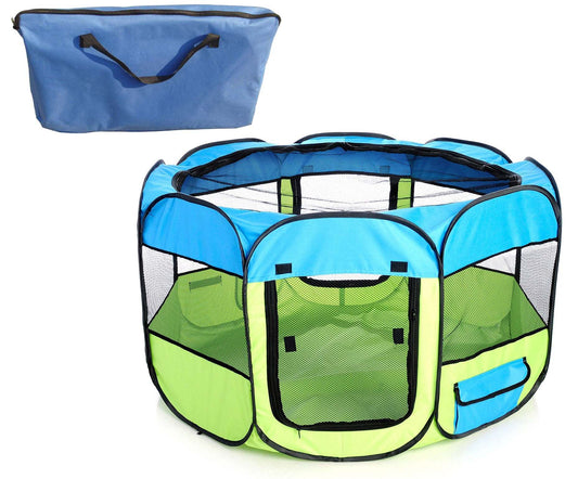 Lightweight Collapsible Dog Playpen - Blue