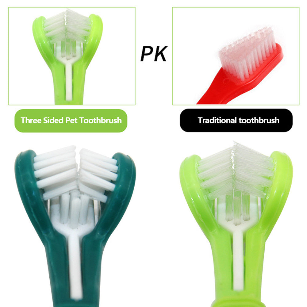 Multi-angle Three Sided Toothbrush for Dogs and Cats