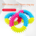 Tri-color Rubber Chewing Ring Toy for Dogs