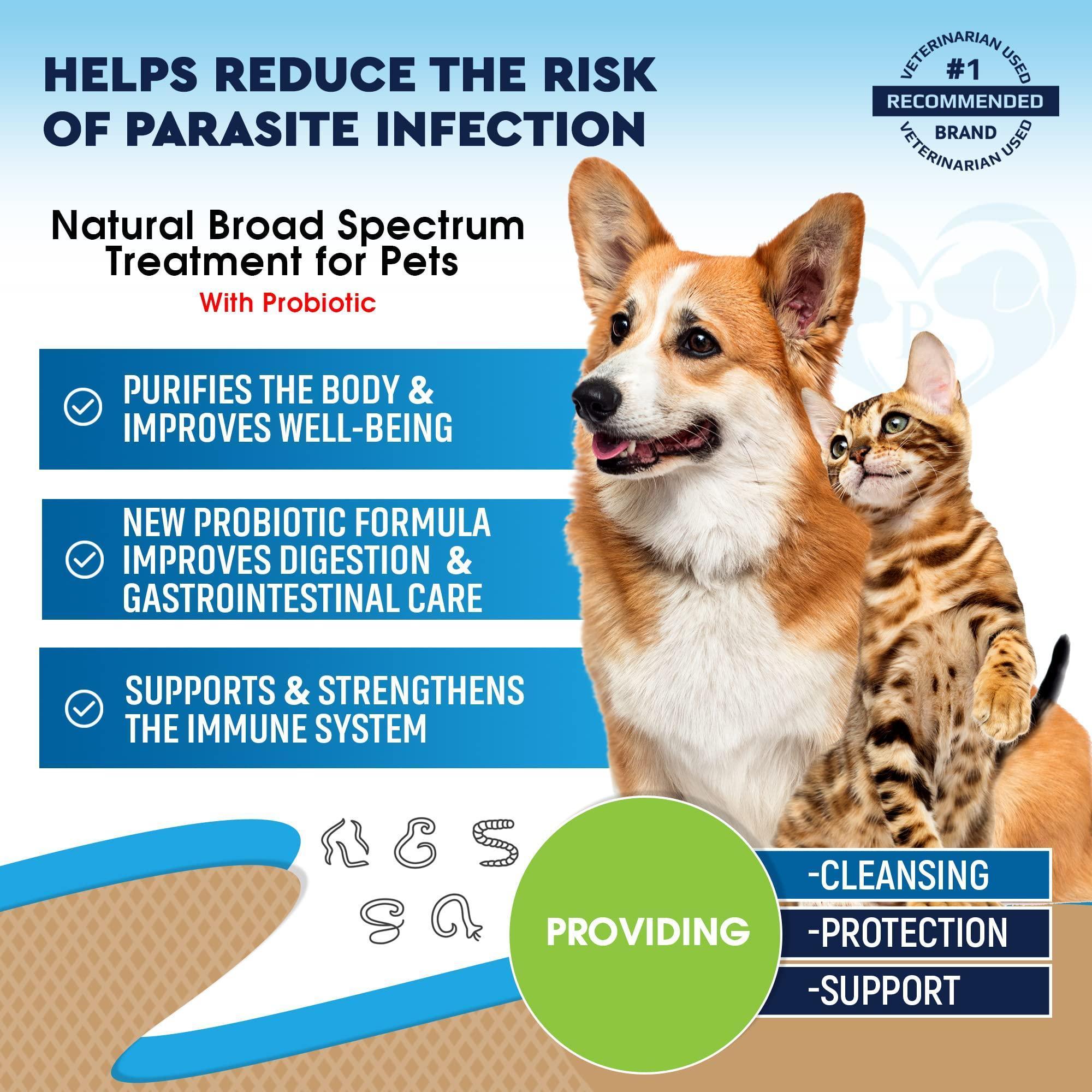 Daily Cat and Dog Natural Worm Treatment with Probiotic Drops